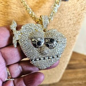 Men's Designed In LA Glo Gang X King Ice Gold/Crystal Pendant Necklace